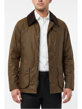 NWT Barbour Bedale Waxed Cotton Jacket Olive Green Corduroy Mens Size 38